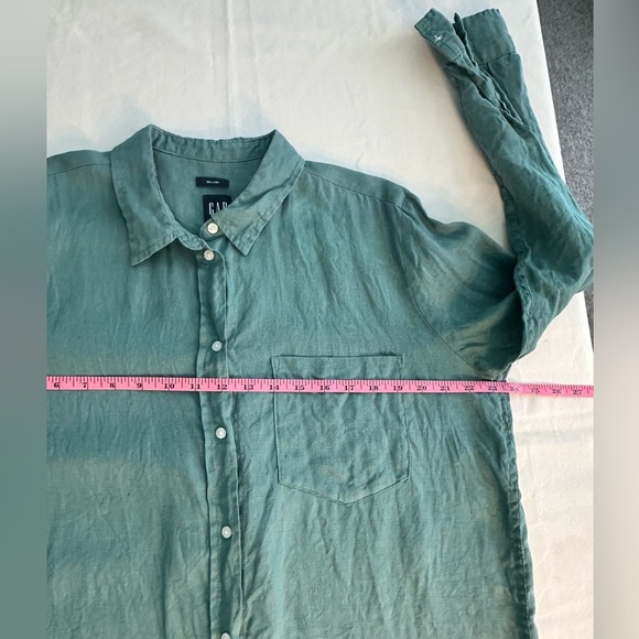 Gap 100% Linen Green Long Sleeve Button Down Shirt Size Large - Picture 8 of 8